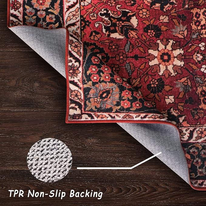vivorug Runners for Hallways 2'x10', Non Slip Washable Rug, Carpet Runner for Kitchen Laundry Room Bedroom, Ultra Soft Rug Runner with Rubber Backing, Cherry Red/Spice
