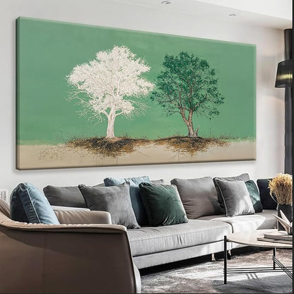 White And Green Canvas Art Wall Decor Tree Of Life Wall Art Decoration Modern Home Wall Decor Abstract Wall Art For Bedroom Living Room Apartment Kitchen Bathroom Office 20x40 Inch