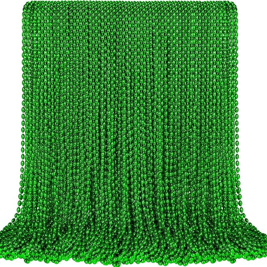 SHAOQINLIN 100 PCS St. Patricks Day Beads Necklace, 30.5" Green Oval Beads Irish Saint Patrick's Necklaces Christmas Necklace for St. Patricks Day Mardi Gras Xmas Parade Throws Party Favors