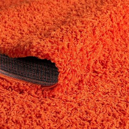 Unique Loom Solid Shag Collection Area Rug (5' 3" Round, Tiger Orange)