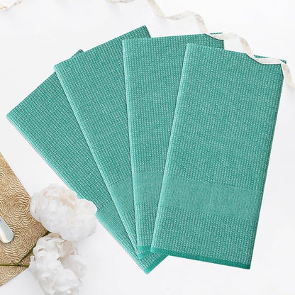 Homaxy Premium Kitchen Towels(18”x 28”, 6 Pack), Large Cotton Kitchen Hand Towels, Flat and Terry Dish Towels, 380 GSM Highly Absorbent Tea Towel Set with Hanging Loop, Green