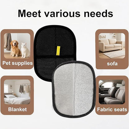 2 PCS Pet Hair Removal Gloves,Reusable Lint Roller for Furniture, Car, Clothes & Carpets ，Cat & Dog Hair Remover Tool with Ergonomic Grip