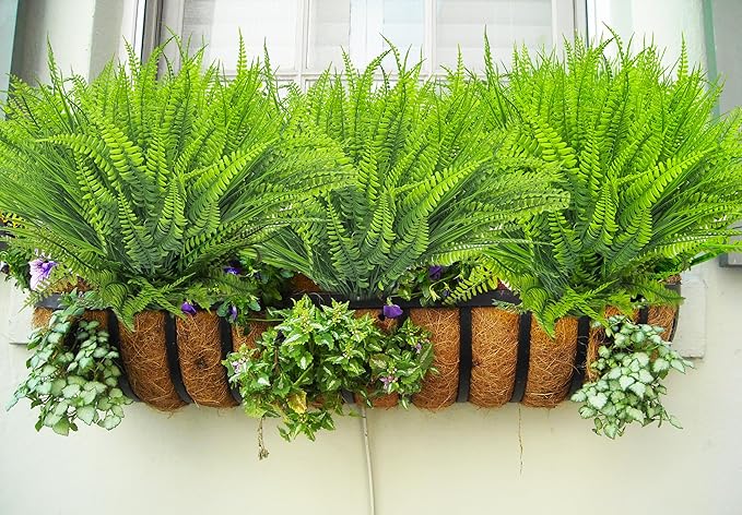 22 Bundles Artificial Plants Outdoor, Fake Plants UV Resistant Artificial Boston Ferns Faux Plants Plastic Greenery, Realistic Artificial Fake Outdoor Flowers for Home Porch Garden Window Box