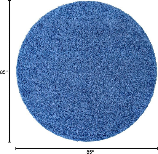 Unique Loom Solid Shag Collection Area Rug (7' 1" Round, Periwinkle Blue)