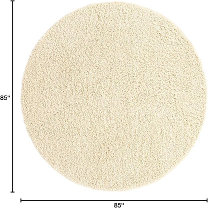 Unique Loom Solid Shag Collection Area Rug (7' 1" Round, Pure Ivory)