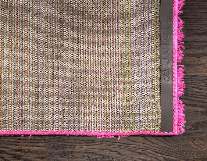 Unique Loom Solid Shag Collection Area Rug (7' 1" x 10' Rectangle, Taffy Pink)