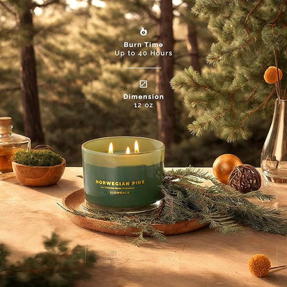 Pine Scented Candle - 100% Natural Soy Wax - Large 3 Wick Jar Candle - Up to 40 Hours Burning Time - Aromatherapy Candles for Home - Housewarming Gift for Men and Women