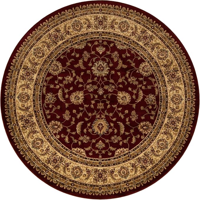 Rugs.com Aditi Collection Rug – 7' 10 Round Red Low Rug Perfect for Kitchens, Dining Rooms