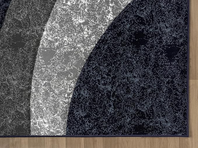 Ultra Soft Area Rug - Modern Abstract Design for Living Room & Bedroom - Foldable, Stain Resistant, Easy to Clean - (8x11, Blue)