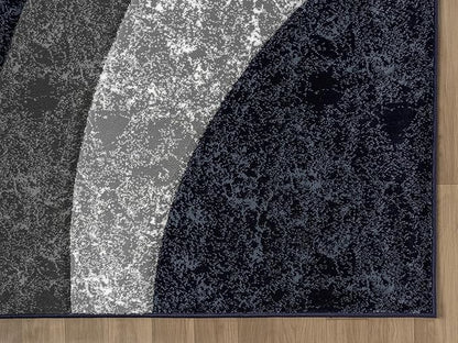 Ultra Soft Area Rug Hand Carved - Modern Abstract Design for Indoor Living Room & Bedroom - Stain Resistant, Easy to Clean - (2'7''x7, Blue)