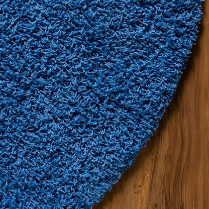 Unique Loom Solid Shag Collection Area Rug (3' 3" Round, Periwinkle Blue)