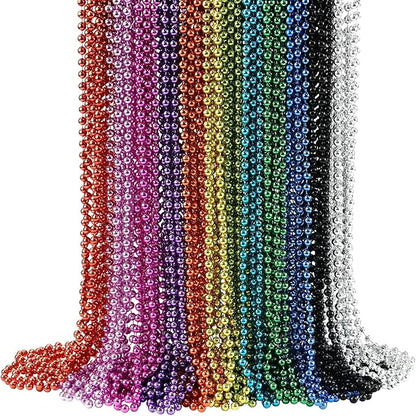YAXINRUI 72 PCS Mardi Gras Beads Necklaces, 33 Inch 12 Colors Party Bead Necklace for Mardi Gras, Christmas, St. Patrick's Day, Throw Beaded Party Favors in 12 Shiny Metallic Colors