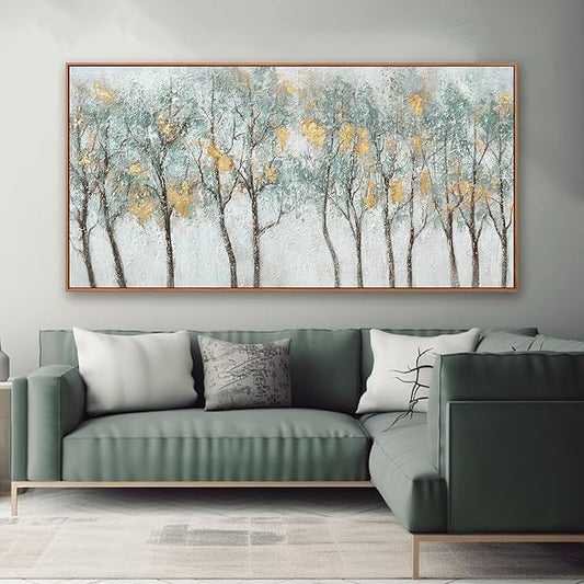 Wall Decor Green Canvas Wall Art Embellishments Plant Forest Abstract Tree Modern Artwork For Living Room Modern Canvas Prints Pictures Wall Artwork For Bedroom Home Hotel Office Decoration 30x60 Inch