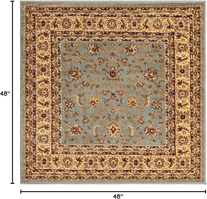 Rugs.com Aditi Collection Rug – 4' Square Light Blue Low Rug Perfect for Living Rooms, Kitchens, Entryways