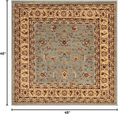 Rugs.com Aditi Collection Rug – 4' Square Light Blue Low Rug Perfect for Living Rooms, Kitchens, Entryways