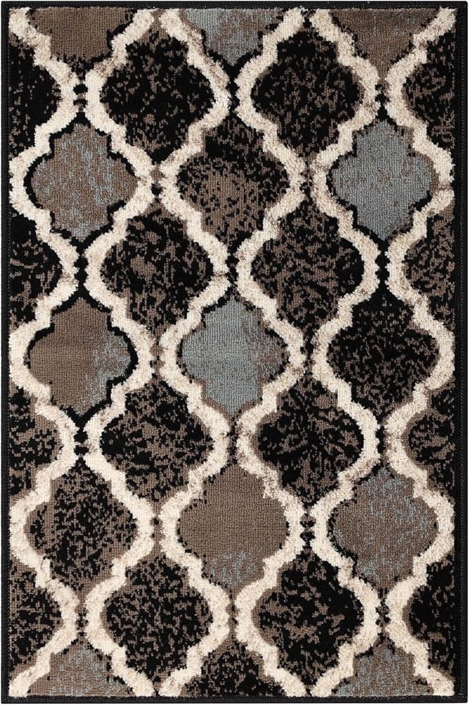 Superior Indoor Small Area Rug, Jute Backed, Perfect for Living/ Dining Room, Bedroom, Office, Kitchen, Entryway, Modern Geometric Trellis Floor Decor, Viking Collection, 2' x 3', Chocolate