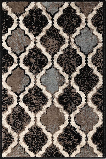 Superior Indoor Small Area Rug, Jute Backed, Perfect for Living/ Dining Room, Bedroom, Office, Kitchen, Entryway, Modern Geometric Trellis Floor Decor, Viking Collection, 2' x 3', Chocolate