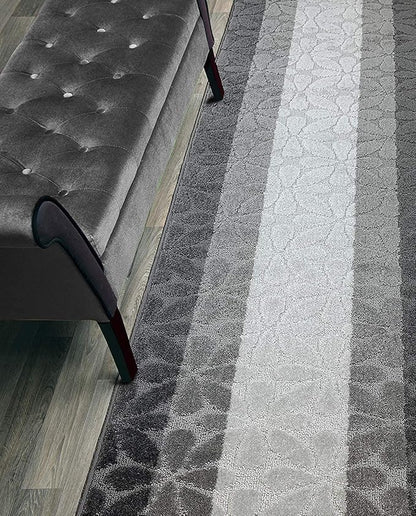 Custom Size Hallway Carpet Runner Rug, Slip Resistant, 31 Inch Wide X Your Choice of Length, Flower Grey, 31 Inch X 13 feet