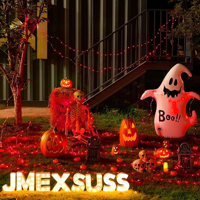 JMEXSUSS 2 Pack Red Fairy Lights Battery Operated, Total 200 LED 66ft Red String Lights Battery Powered with Remote, 8 Modes Halloween Lights for Tree Indoor Outdoor Wreath Bedroom Halloween Decor