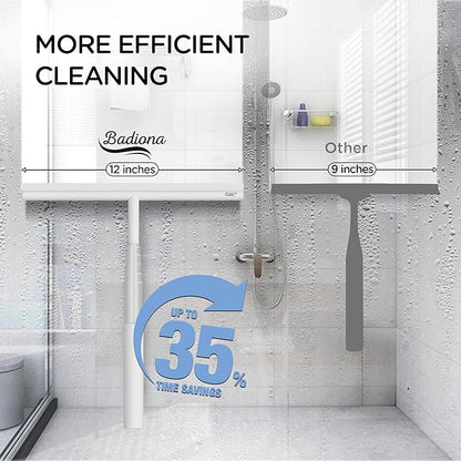 Telescopic Shower Squeegee - with Suction Hook & up to 100 cm I Shower Squeegee for Glass Doors Cleaner squiggy for Tile and Walls Bathroom Squeeze for Door Long Handle