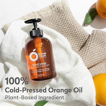 ORANGE HOUSE Liquid Hand Soap with Natural Food-Grade Orange Oil, Fresh Smell, 12 Fl Oz (3 Pack)