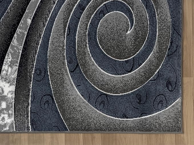 Ultra Soft Area Rug Hand Carved - Modern Abstract Design for Indoor Living Room & Bedroom - Stain Resistant, Easy to Clean - (5x7, Blue)