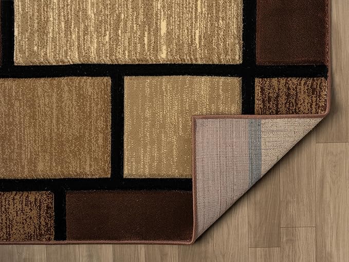 Ultra Soft Area Rug Hand Carved - Modern Abstract Design for Indoor Living Room & Bedroom - Stain Resistant, Easy to Clean - (2'7''x7, Brown)