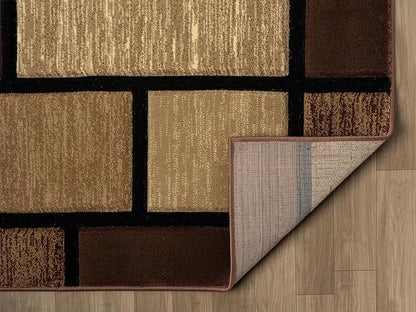 Ultra Soft Area Rug Hand Carved - Modern Abstract Design for Indoor Living Room & Bedroom - Stain Resistant, Easy to Clean - (2'7''x7, Brown)