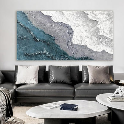 Canvas Wall Art Decor Large Blue White Wall Art Prints Abstract Canvas Art Wall Decor Abstract Oversized Artwork for Walls Coastal Modern Wall Art Decorations Bedroom Office Wall Art Decor 29" X 58"