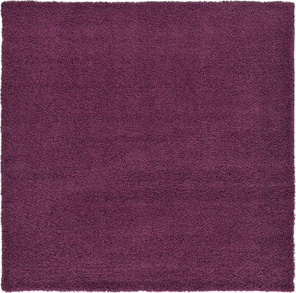 Unique Loom Solid Shag Collection Area Rug (8' Square, Eggplant Purple)