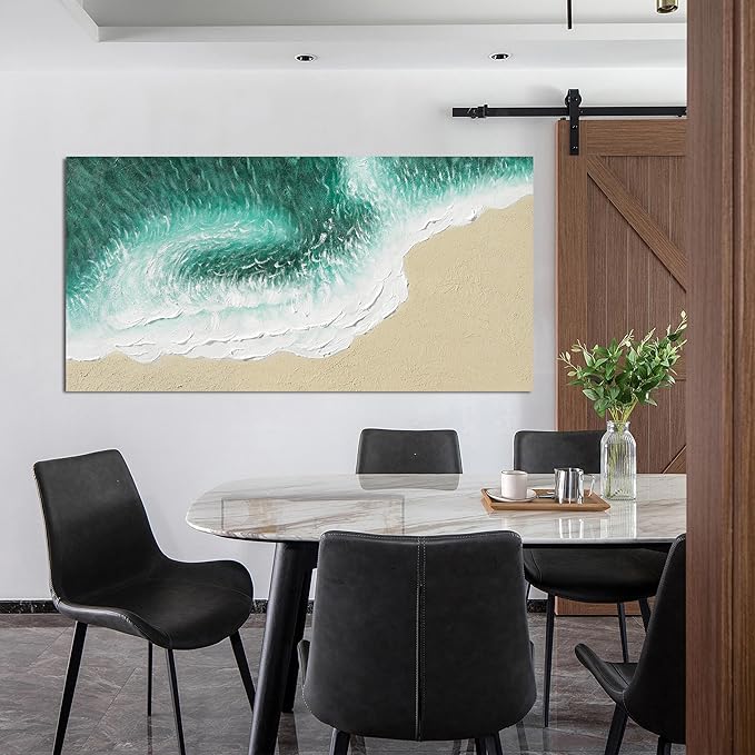 Canvas Wall Art Decor Modern Green Wall Art Prints Wall Art Pictures for Living Room Abstract Canvas Art Wall Decor Coastal Beach Decorations Nature Artwork for Walls Bedroom Office Decor 20" X 40"