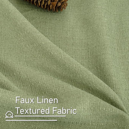 LAMIT Sage Green Linen Textured Curtains for Bedroom, Grommet Thermal Insulated Thick Natural Curtains Noise Reducing Window Treatment Drapes for Living Room/Kitchen, Set of 2 Panels, W52 x L90