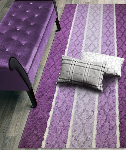 Custom Size Damask Hallway Runner Rug Slip Resistant, 26 Inch Wide x Your Choice of Length Size, Lilac, 26 Inch X 15 Feet, Sold and Priced Per Foot