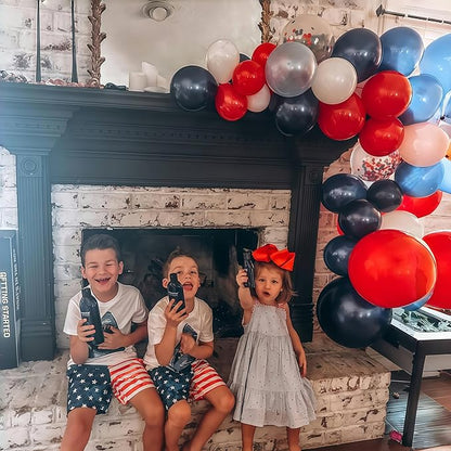 Red White Blue Balloons, 60pcs Pearl Navy Light Blue Matte Red White Confetti Helium Latex Balloons for Patriotic Veterans Memorial Day Baseball Nautical Theme Birthday Baby Shower Party Decorations