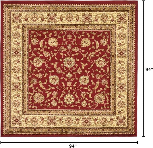 Rugs.com Aditi Collection Rug – 7' 10 Square Red Low Rug Perfect for Living Rooms, Kitchens, Entryways