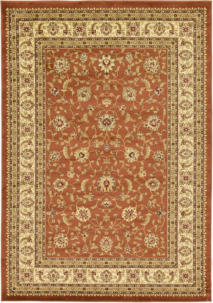 Rugs.com Aditi Collection Rug – 7' x 10' Brick Red Low Rug Perfect for Living Rooms, Large Dining Rooms, Open Floorplans