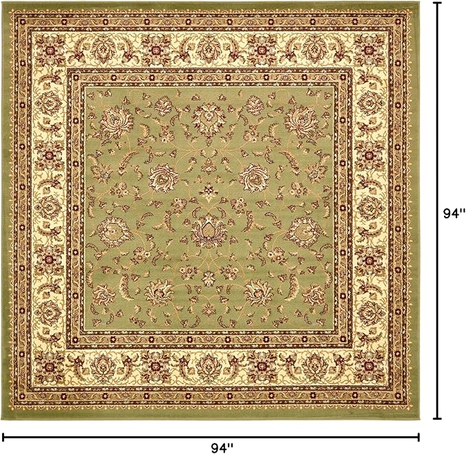 Rugs.com Aditi Collection Rug – 7' 10 Square Green Low Rug Perfect for Living Rooms, Kitchens, Entryways