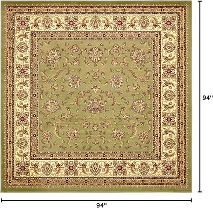 Rugs.com Aditi Collection Rug – 7' 10 Square Green Low Rug Perfect for Living Rooms, Kitchens, Entryways