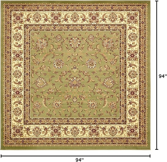 Rugs.com Aditi Collection Rug – 7' 10 Square Green Low Rug Perfect for Living Rooms, Kitchens, Entryways