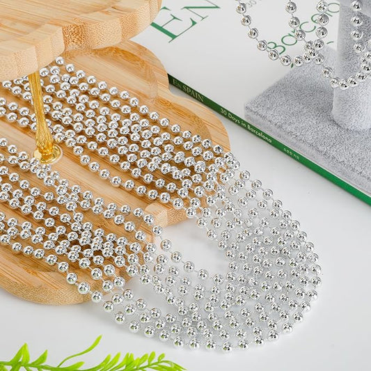 200PCS Bead Necklace, Silver Christmas Bead Stuff Party Favors, 33" Xmas Necklaces Women and Men, Festival Events Parade Throw Accessories for Wedding Birthday Celebrations Decorations