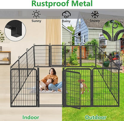 Dog Playpen Outdoor, 40" Height 28 Panels Pet Fence with Low Threshold Full Gate, Large Dog Fence Outdoor for Yard, Heavy Duty Pet Playpen Metal Play Pen Fence for RV Camping