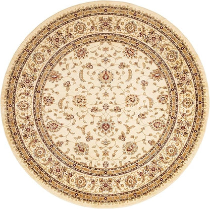 Rugs.com Aditi Collection Rug – 10' Round Cream Low Rug Perfect for Kitchens, Dining Rooms