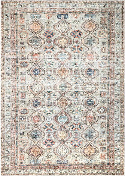 Keen Home Design 10x14 Rug - Machine Washable Area Rug with Non-Slip Backing, Ideal for Living Room, Dining Room, Bedroom - Vintage, Easy Clean, Durable, Low Pile Rug - (9'7" x 14')