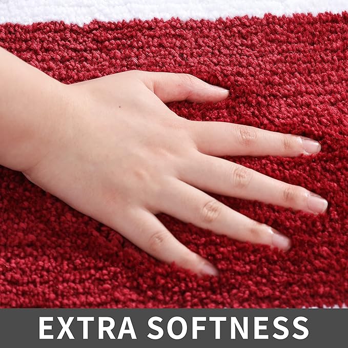COSY HOMEER Extra Thick Bath Rugs - Anti-Slip Bath Linen Sets Mats Soft Plush 100% Strong Polyester Mat Living Room Bathroom Floor Water Absorbent(Red,24x36 - Inches)