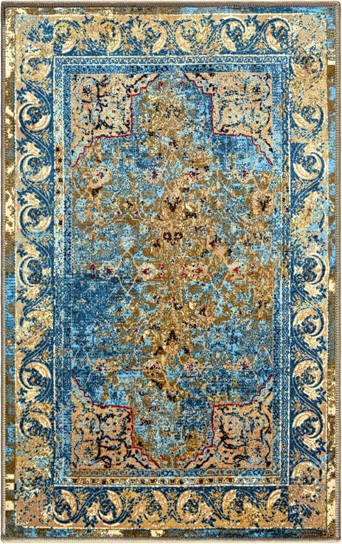Superior's Designer Non-slip Angeles Area Rug; washable; Digitally Printed, Low Maintenance, Affordable and Fashionable, washable & Green-Beige - 8' x 10'