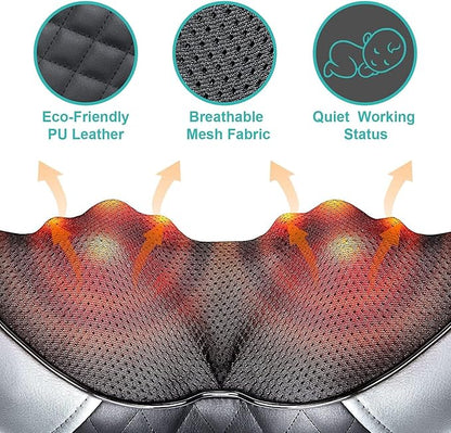 Medcursor Neck Massager, Portable Electric Shiatsu Back Massage Device with Heat, Deep Tissue 3D Kneading Pillow for Muscle Pain Relief (No Battery)