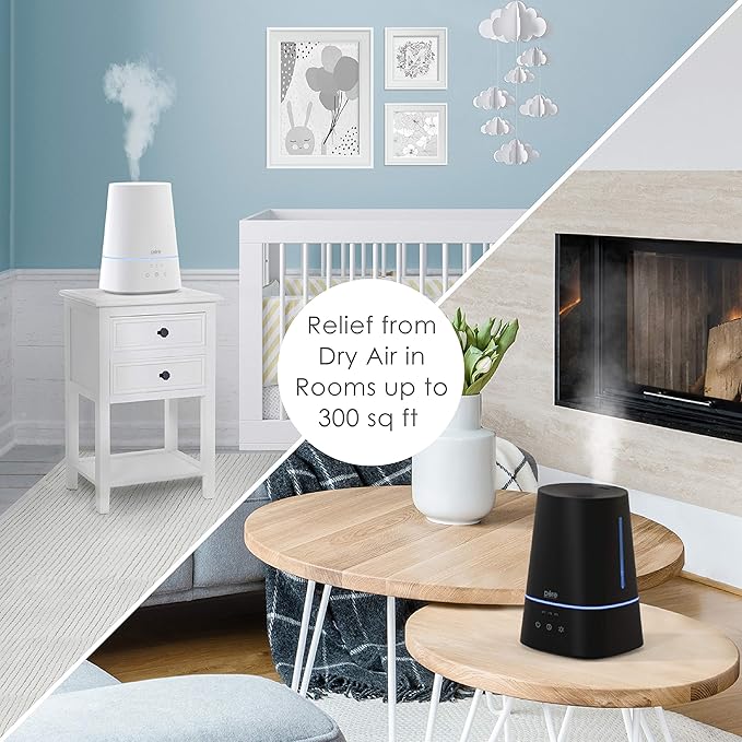 Pure Enrichment HUME Max - Easy Top-Fill Ultrasonic Cool Mist Humidifier, 3.7-L (1 Gallon) Water Tank, 3 Mist Settings, & Auto Shut-Off Timer - Ideal for Large Bedrooms, Nurseries & Dry Areas (Black)