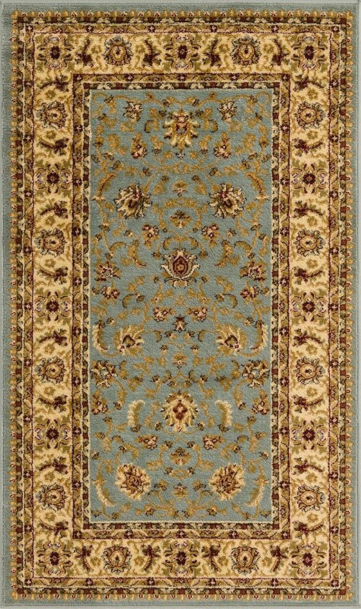 Rugs.com Aditi Collection Rug – 3' 3 x 5' 3 Light Blue Low Rug Perfect for Living Rooms, Large Dining Rooms, Open Floorplans