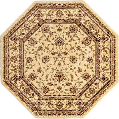 Rugs.com Aditi Collection Rug – 8' Octagon Cream Low Rug Perfect for Living Rooms, Kitchens, Entryways