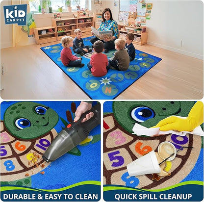 Turtle Pond Circle Time Rug 7'6"x 12' Rectangle, Educational Classroom Rug, Kids Learning Play Mat | Area Rug for Bedroom or Playroom